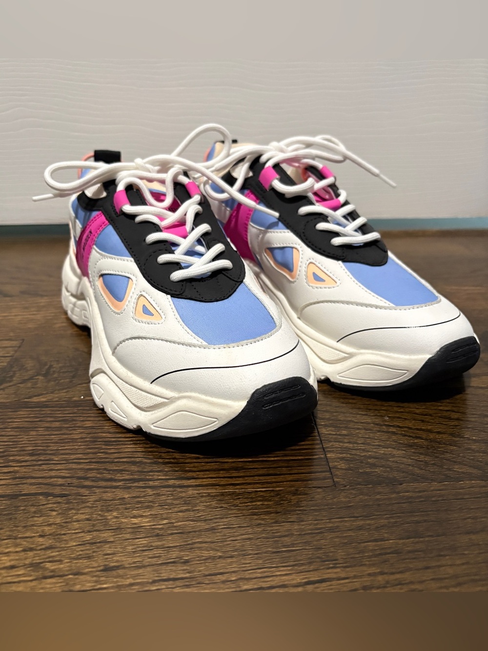 Steve Madden Women's Chunky Sneakers in White, Blue & Pink